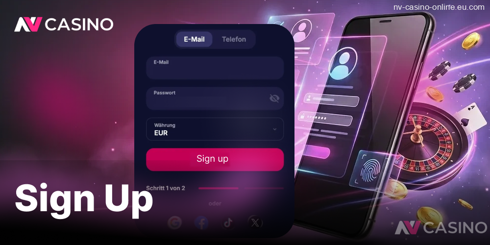 nvcasino – sign up form